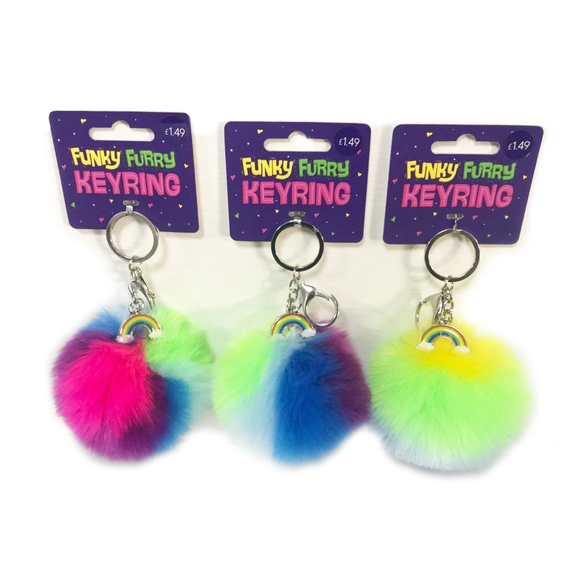 NEON FLUFFY KEYRING