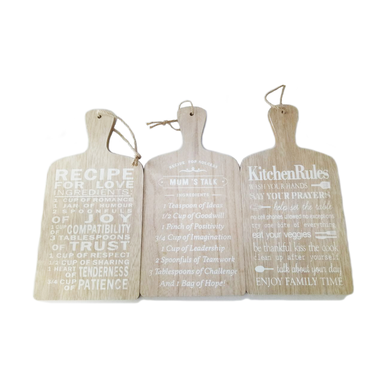 WOOD LOOK KITCHEN BOARD SIGNS 3ASSTD WITH HANG TAG
