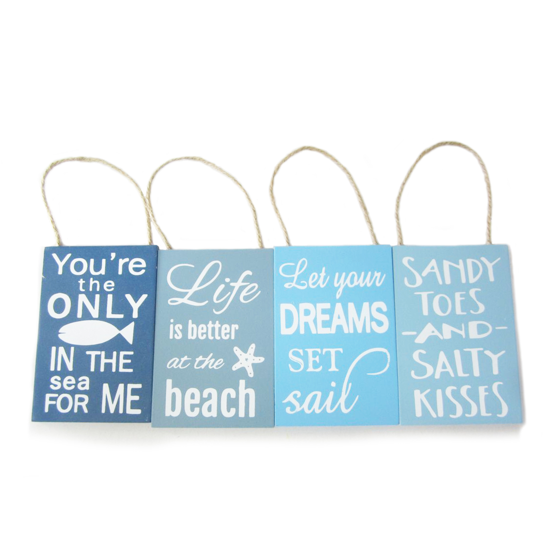 BEACH QUOTE HANGING SIGNS SIGNS 4ASSTD WITH HANG TAG