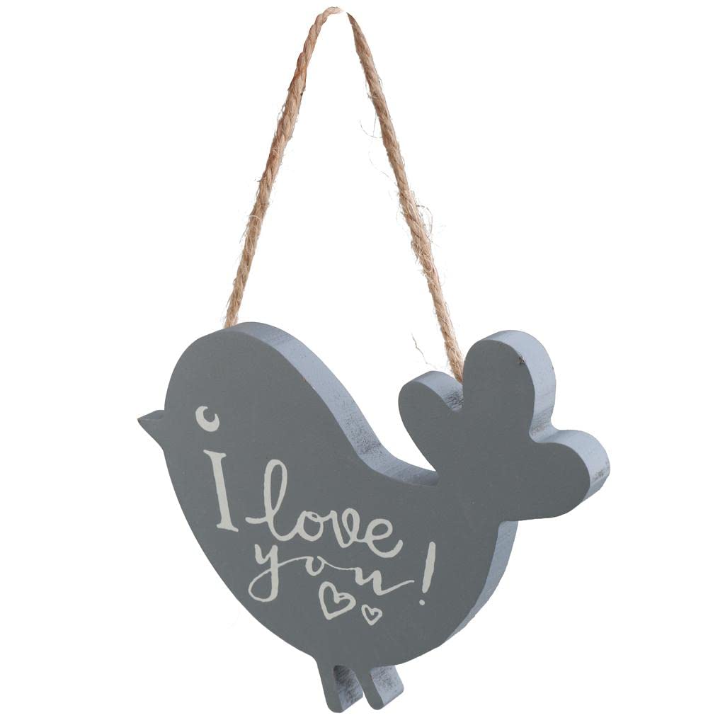 BIRD SHAPED HANGING SIGN 4ASST 2 COLOURS W/HANG TAG