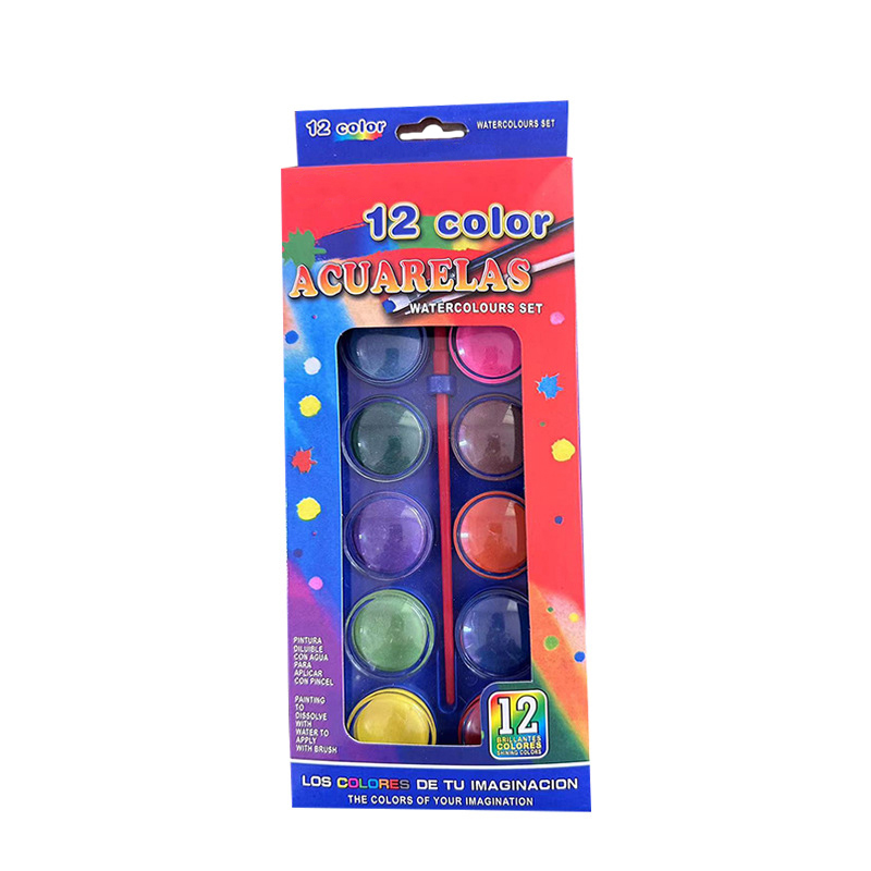 12PC COLOUR PAINTS WITH BRUSH EACH IN PRINTED BOX