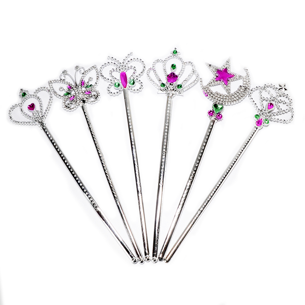 4 ASSORTED STYLE 13CM PRINCESS WAND ON HANGING CARD