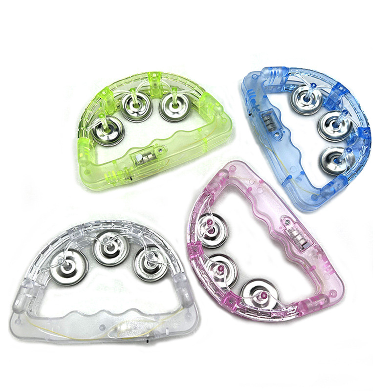 4ASST COL FLASHING TAMBOURINE IN POLYBAG W/HEADER CARD