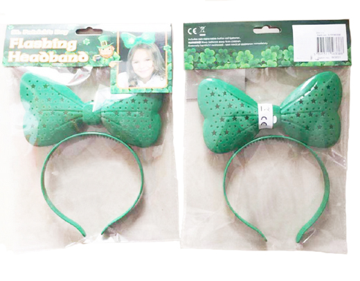 2ASST COLOUR FLASHING BOW HEADBAND IN POLYBAG W/HEADER CARD