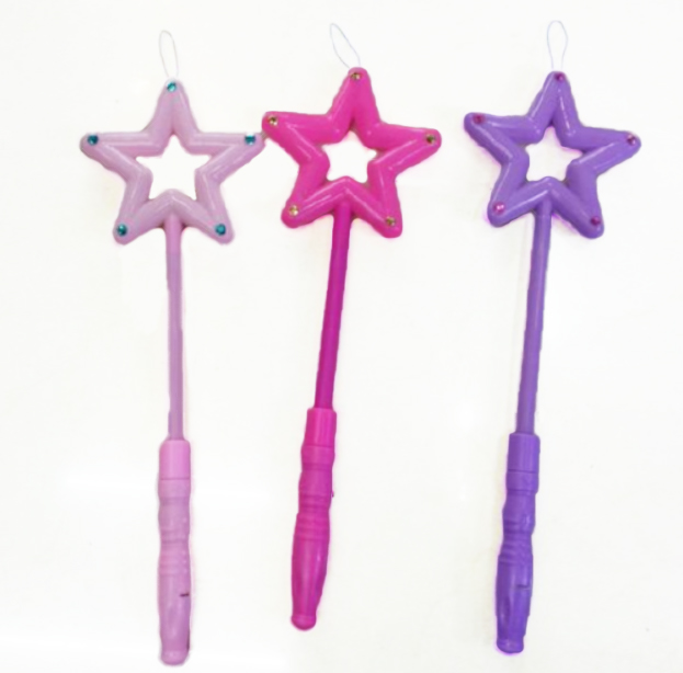 33.5cm 3 ASSTD COLOUR FLASHING STAR WAND IN PBHC