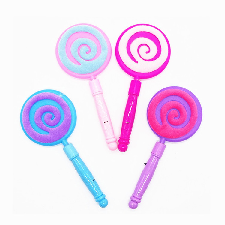 3 ASST COL 21CM ROUND CANDY SWIRL FLASHING WAND IN PBHC