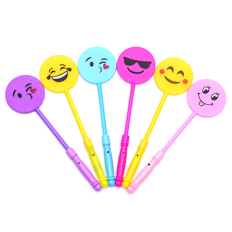 4ASST 34cm SMILEY FACE DISC FLASHING WAND IN PBHC