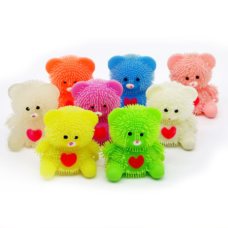 7.5CM SQUISHY TEDDY BEAR W/BEAR W/BEADS 12PCS D/BOX