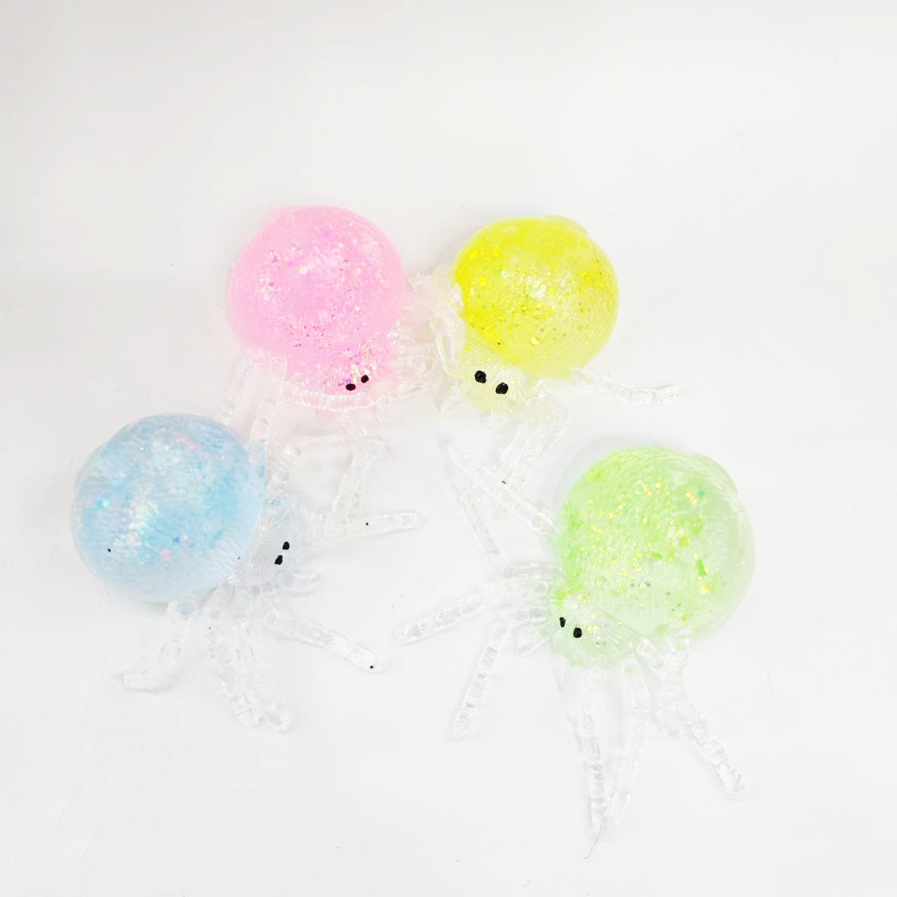 8CM SQUISHY SPIDER WITH BEADS 12PCS DISPLAY BOX
