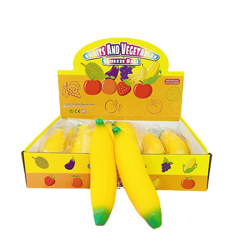 SOFT STRESS YELLOW BANANA 24PC IN DISPLAY BOX