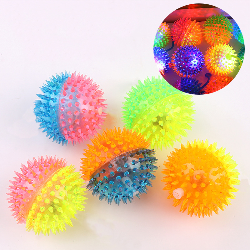 12CM LIGHT-UP TWO COL SPIKEY BALL 6PCS IN DISPLAY BPX