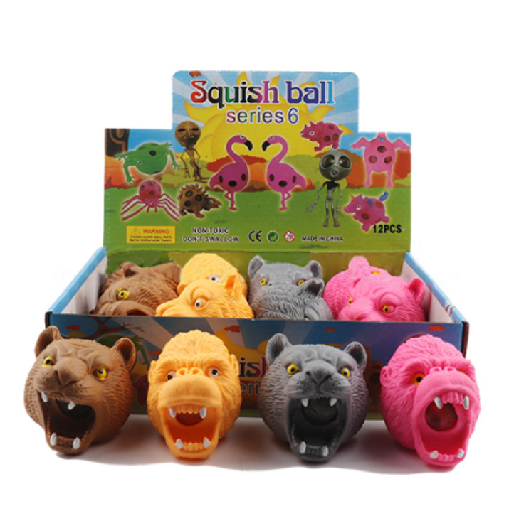 3 ASSORTED COLOUR GORILLA HEAD BEAD SQUISHY