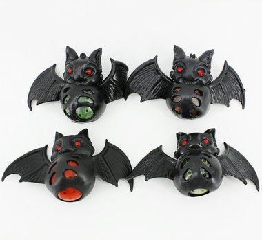 BLACK BAT SQUISHY WITH NEON BEAD TOY
