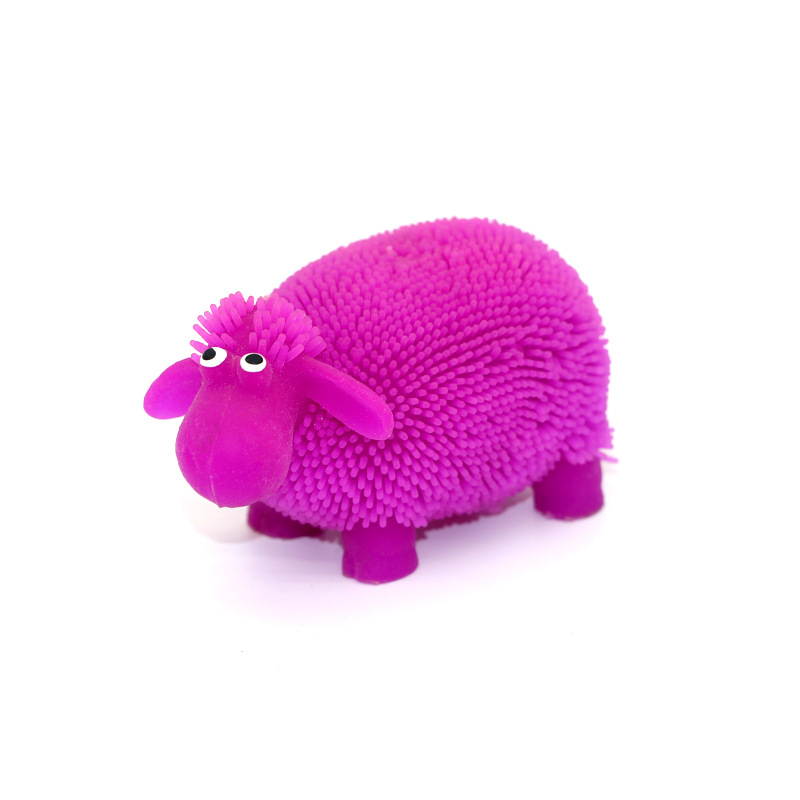 9CM PUFFER SHEEP WITH LIGHT 18PCS IN DISPLAY BOX ASST COLS