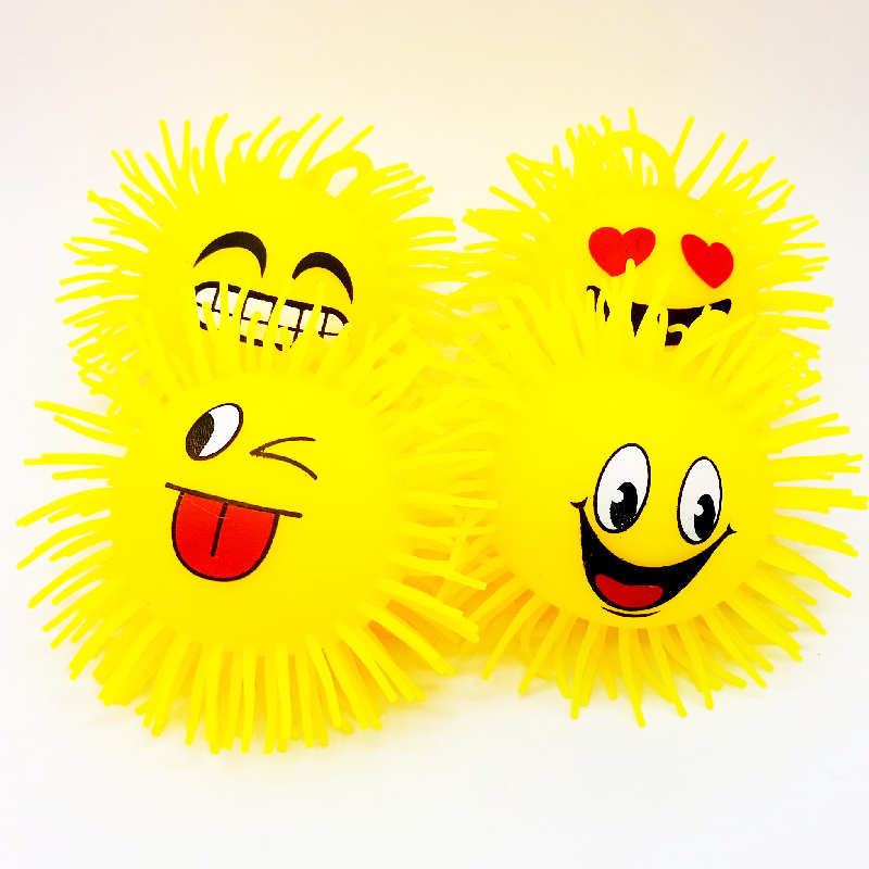 12CMICOM PUFFER BALL WITH LIGHT AND HAIR 12PCS D/BOX