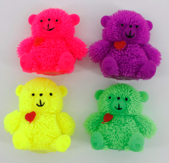 CUTE PUFFER TEDDY W/LIGHT IN 12PC DISPLAY BOX,3 COLOURS