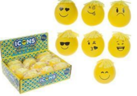 LARGE SQUISHY''ICONS''HEAD W/HAIR 12PCS IN PRTD D/BOX