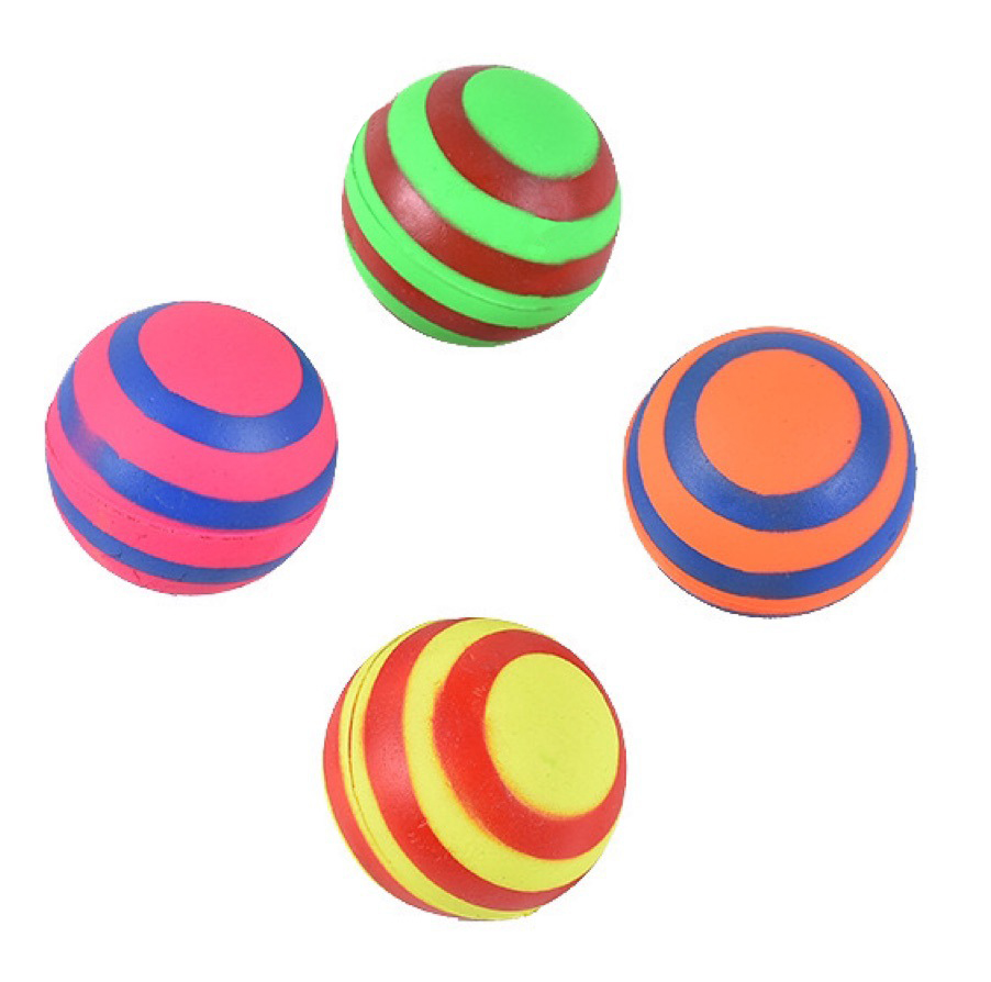 63mm 2.5''SOLID RUBBER BALL MULTI COLOUR STRIPES 24PC D/BOX