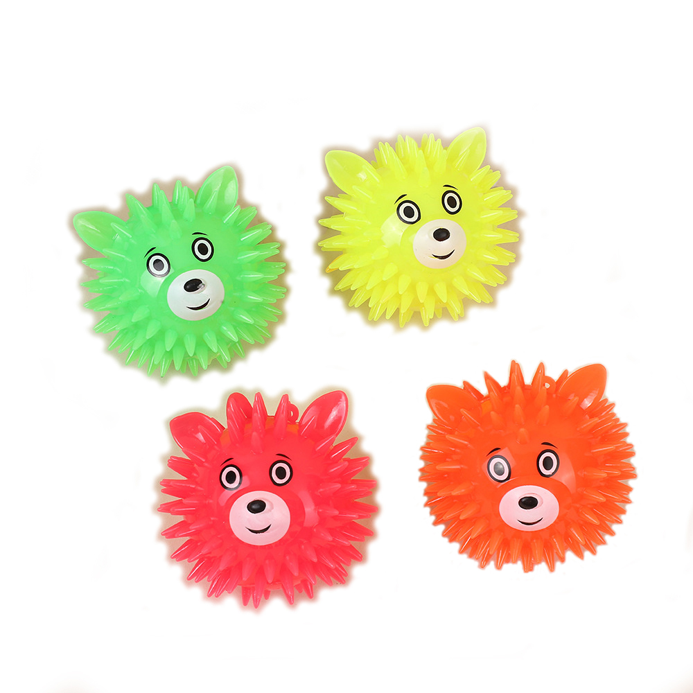 3’’ FUNNY ANIMAL HEAD SPIKY BALL W/LIGHT 24PCS IN D/BOX