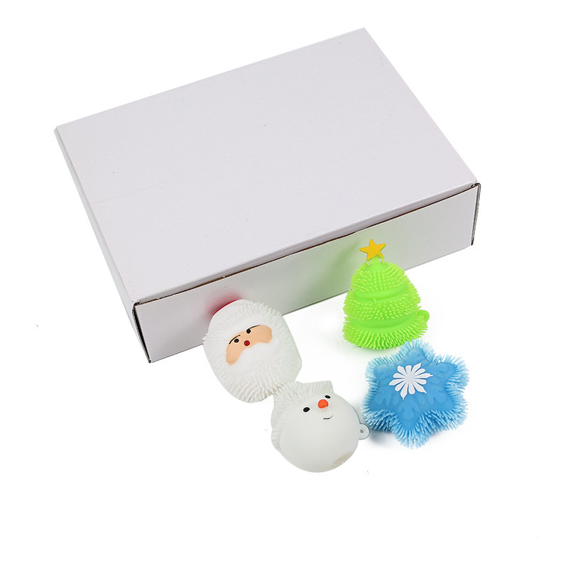 4 ASST LIGHT-UP XMAS PUFFER 12 PCE DISPLAY BOX