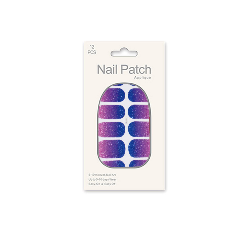8ASSTD SELF ADHESIVE STICK ON NAILS W/GLITTER ON HANGING CRD