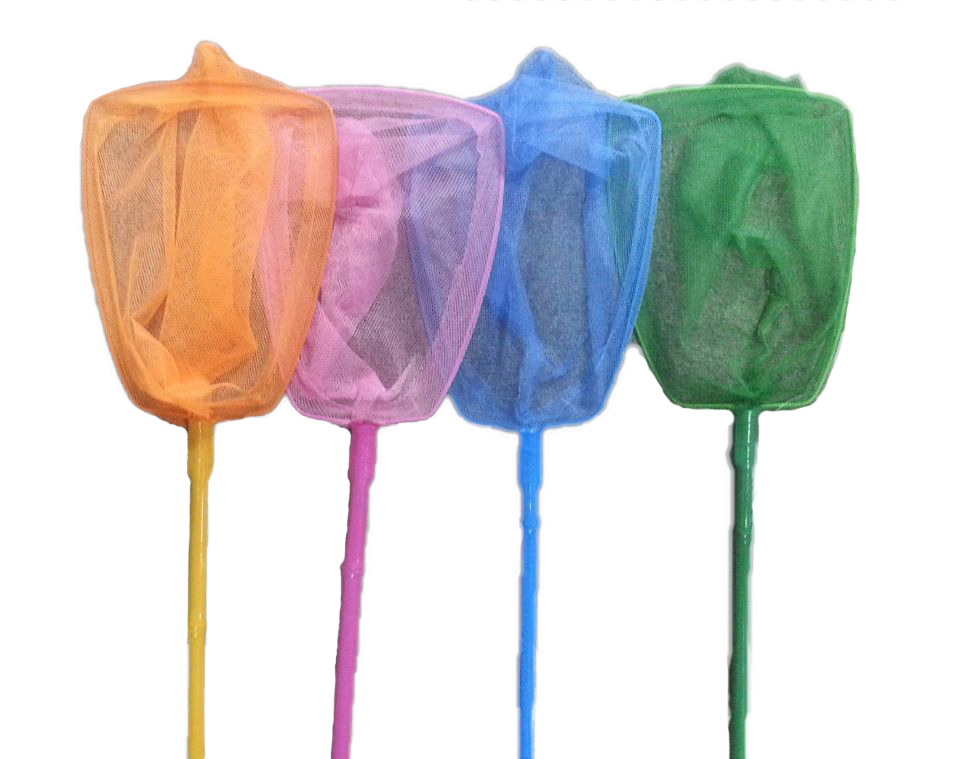 4ASST COL SHRIMP NETS WITH COLOUR STICK