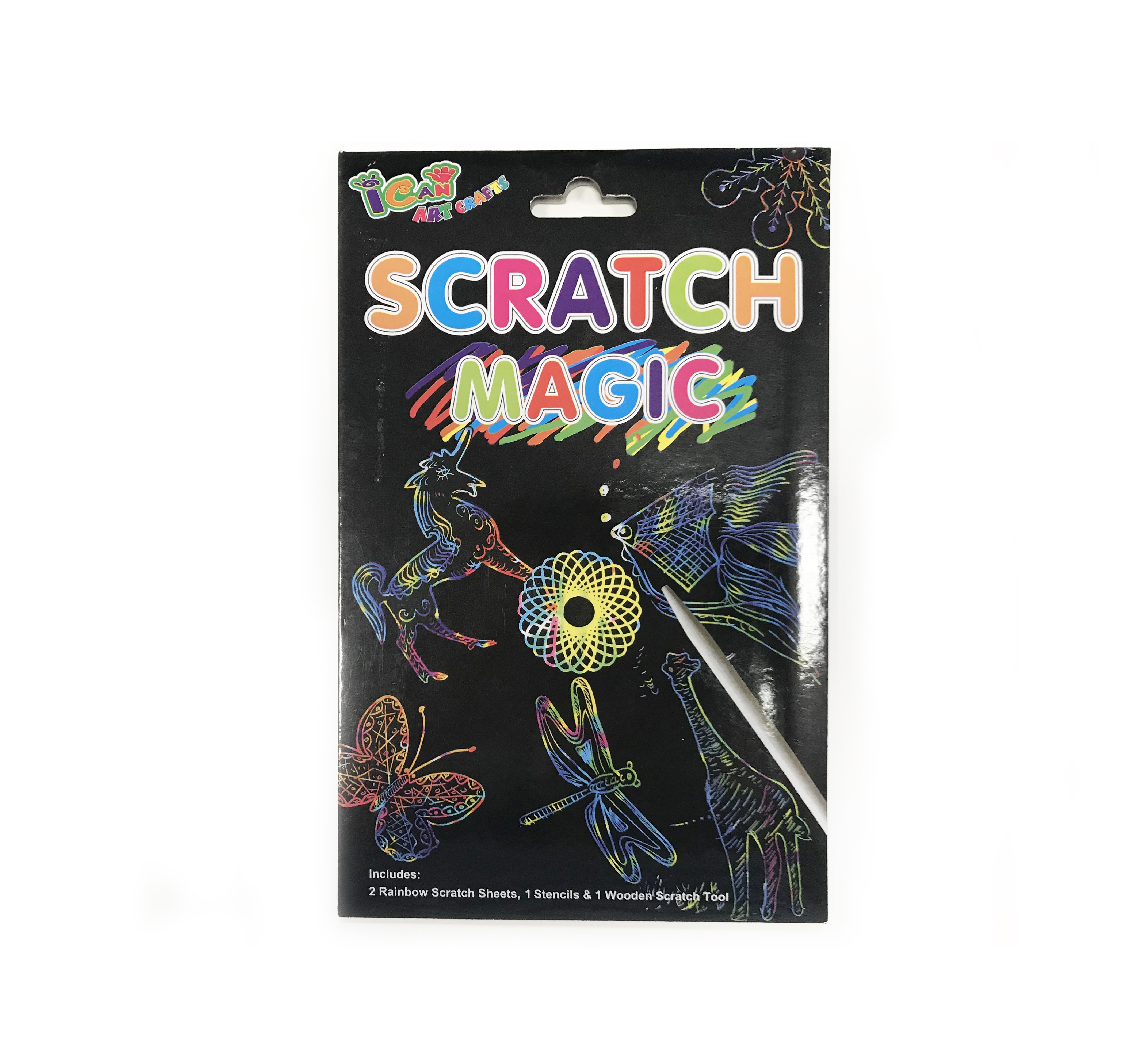 NOTE SHEETS SCRATCH FOIL 'RAINBOW COLOURS' +TEMPLATE