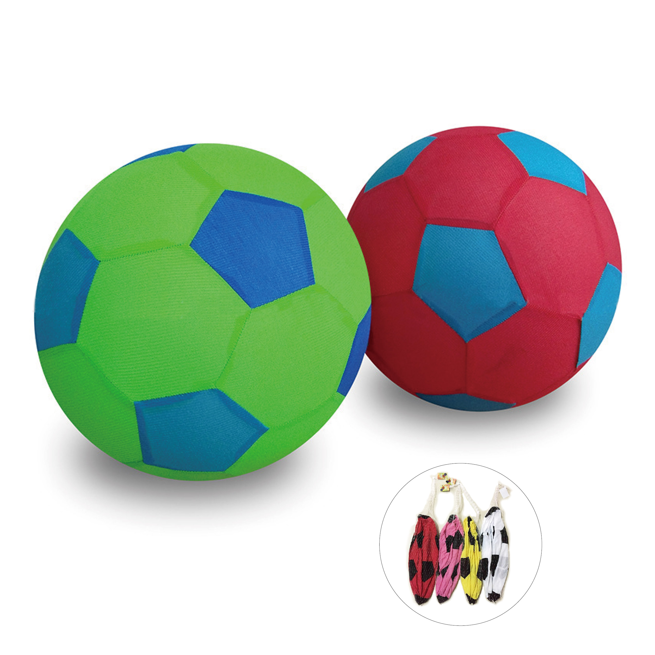 45CM MEGA INFLATABLE FOOTBALL IN NET BAG 4ASST COLOURS