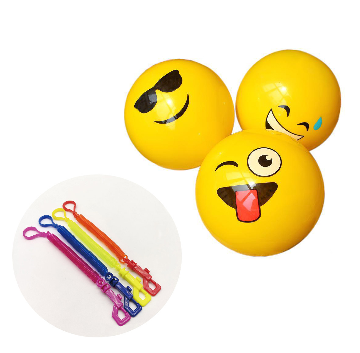 10'YELLOW ICON FACE FOOTBALL W/SPIRAL KEYCHAIN