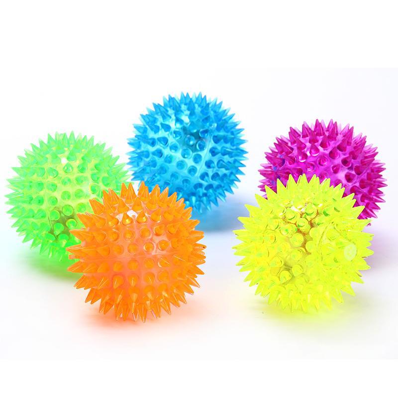 6ASSORTED COLOURS 5.5CM SPIKEY BALL FLASHING