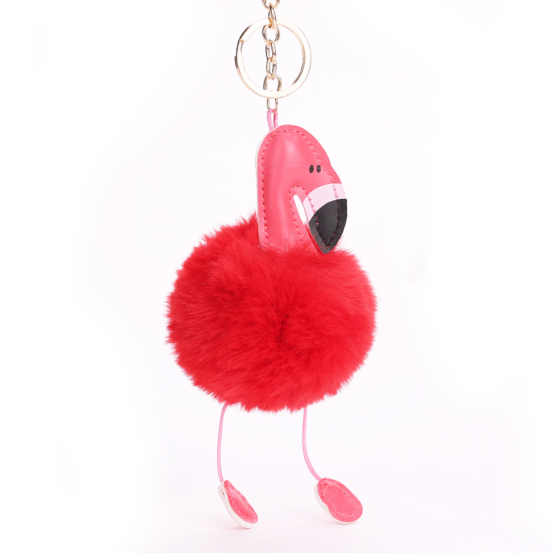 FLAMINGO FUR KEYCHAIN 12PCS ON HANGER CARD