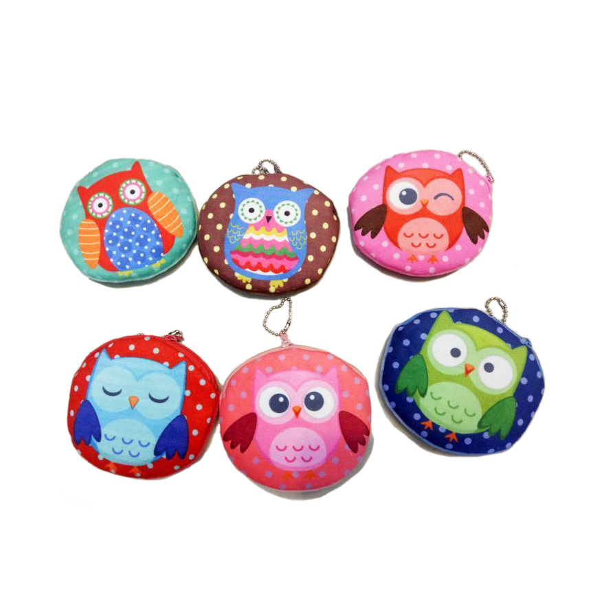 6ASST ROUND OWL DESIGN PURSES W/KEYCHAIN 24 DISPLAY BOX