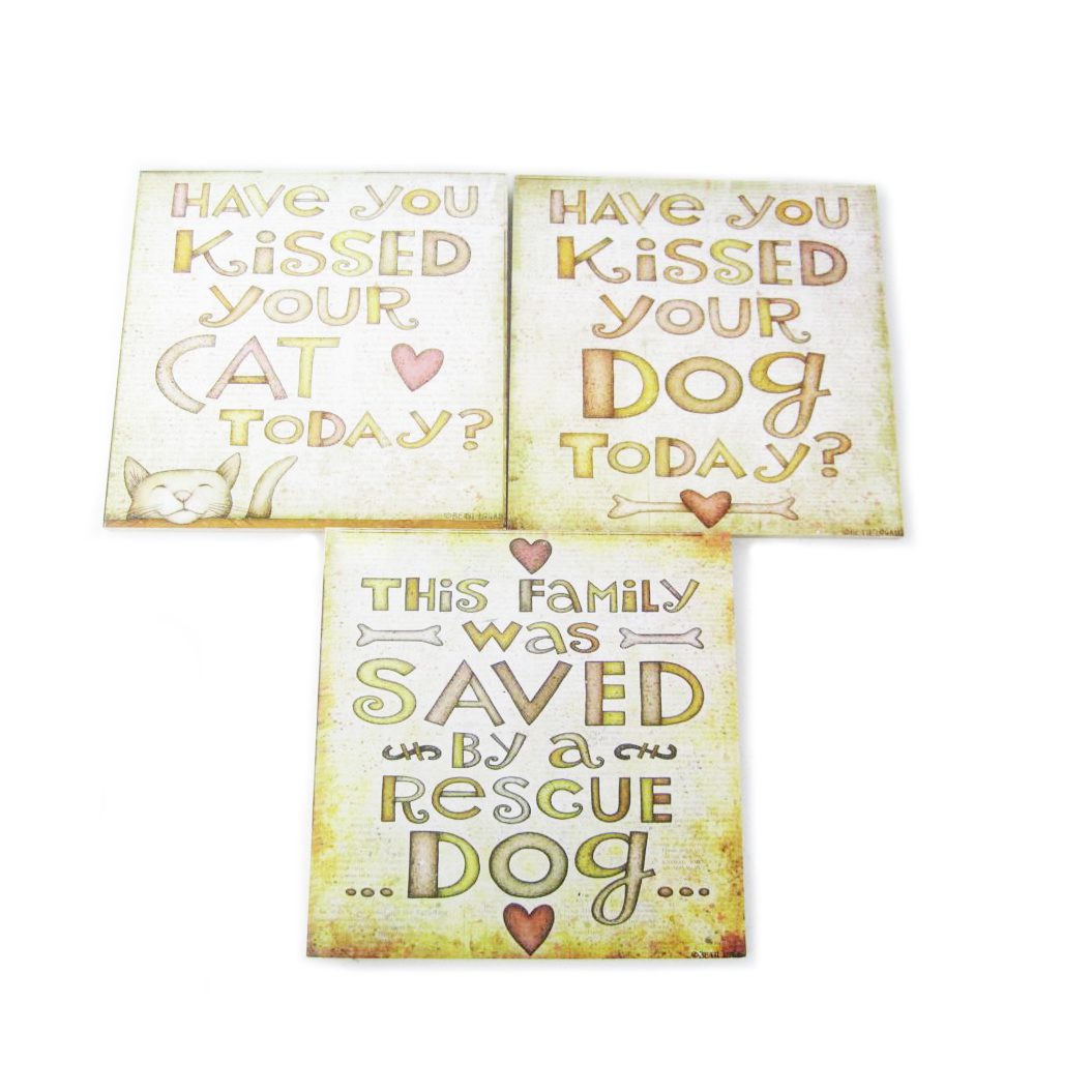 DOG/CAT HANGING PLAQUES 3ASSTD WITH HANG TAG