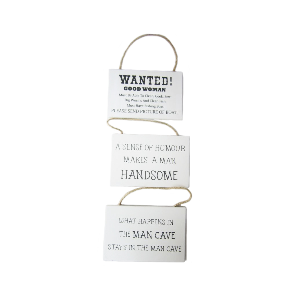 FUNNY QUOTE HANGING SIGNS SET2 3ASSTD WITH HANG TAG