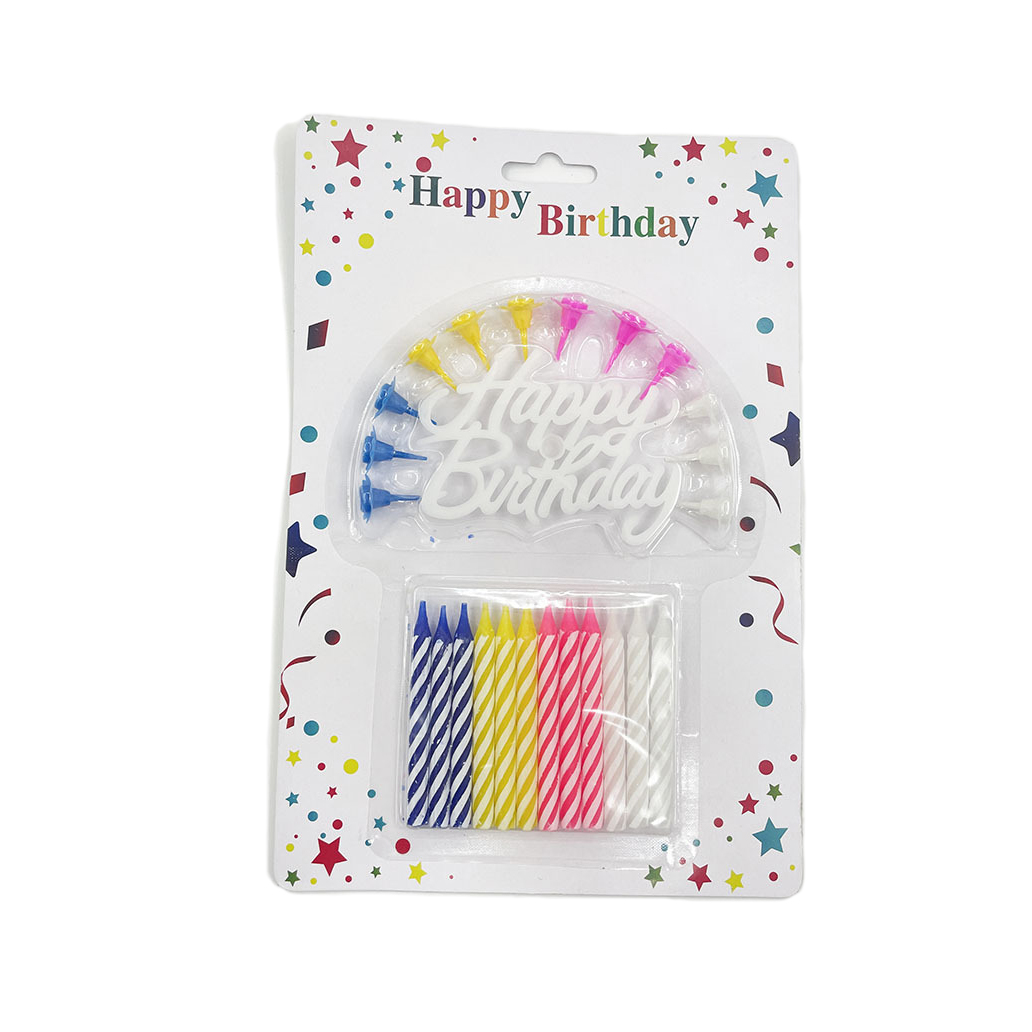 12PC CANDLE SET W/HOLDER AND BIRTHDAY SIGN
