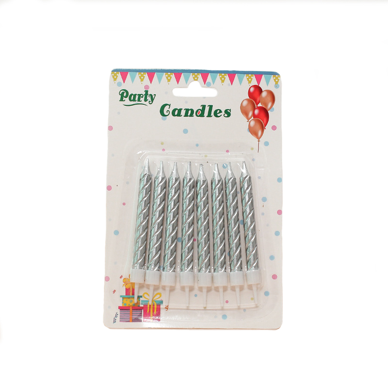 PACK OF 8 METALLIC FINISH 8CM CANDLES ON BLISTER CARD