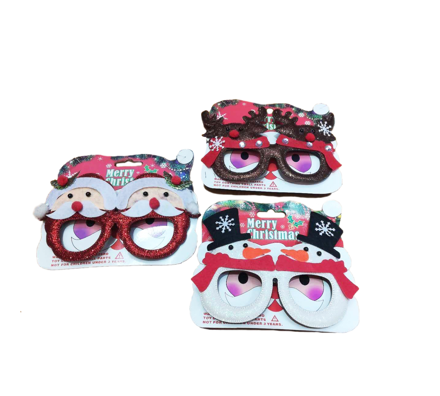 3 ASST CHRISTMAS GLASSES