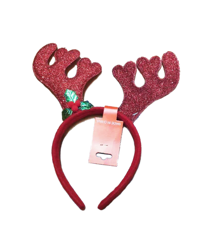 RED SPARKLING ANTLER HEAD BAND