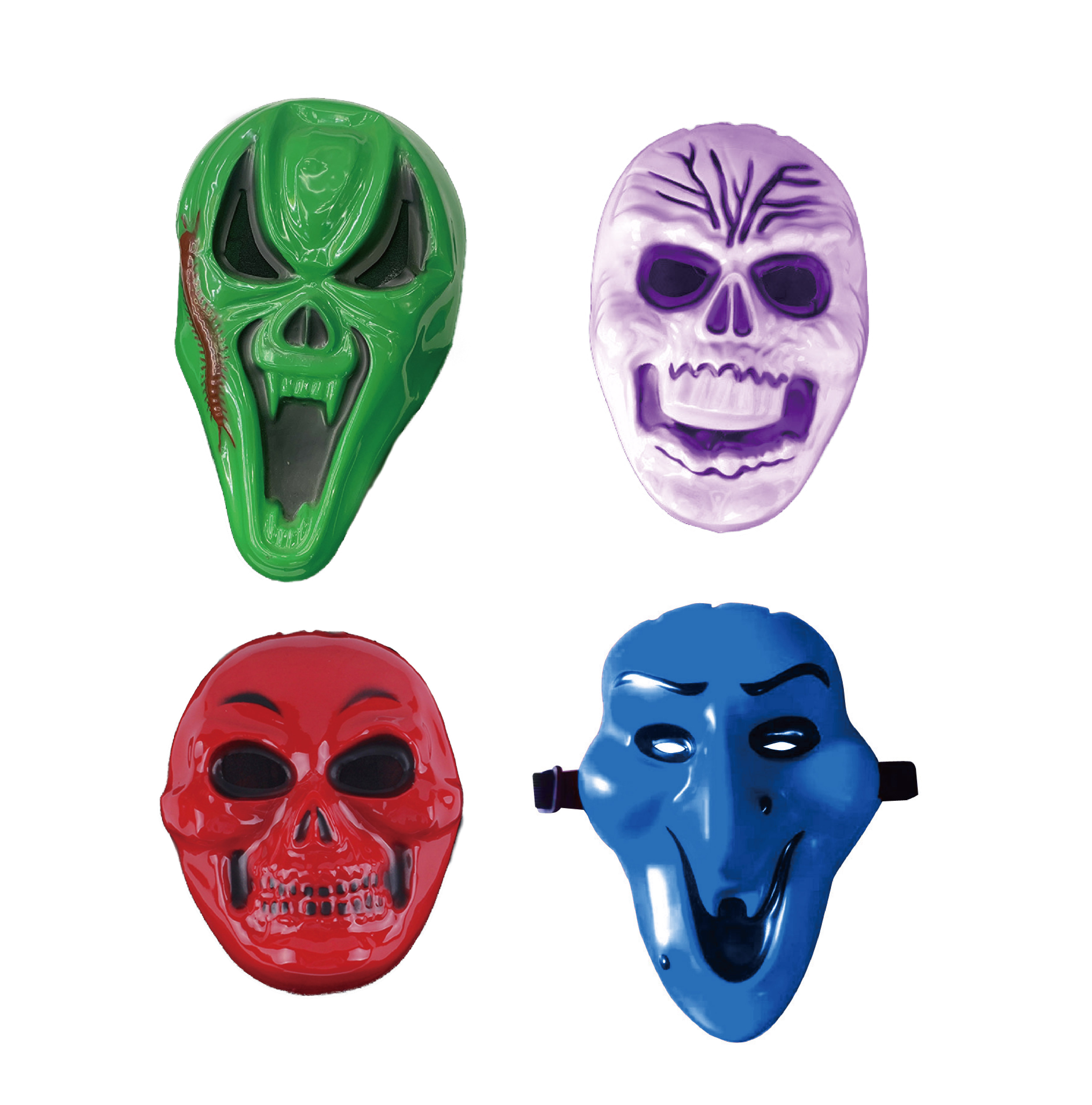 2 ASSORTED HALLOWEEN FACE MASKS WITH ELASTIC EACH WITH HANGER