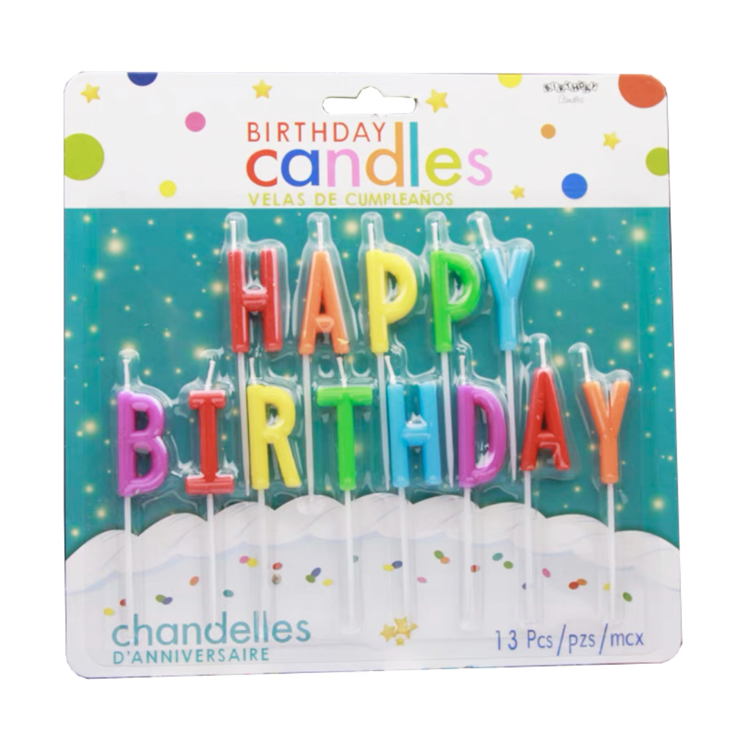 HAPPY BIRTHDAY LETTER CANDLES ON BLISTER CARD