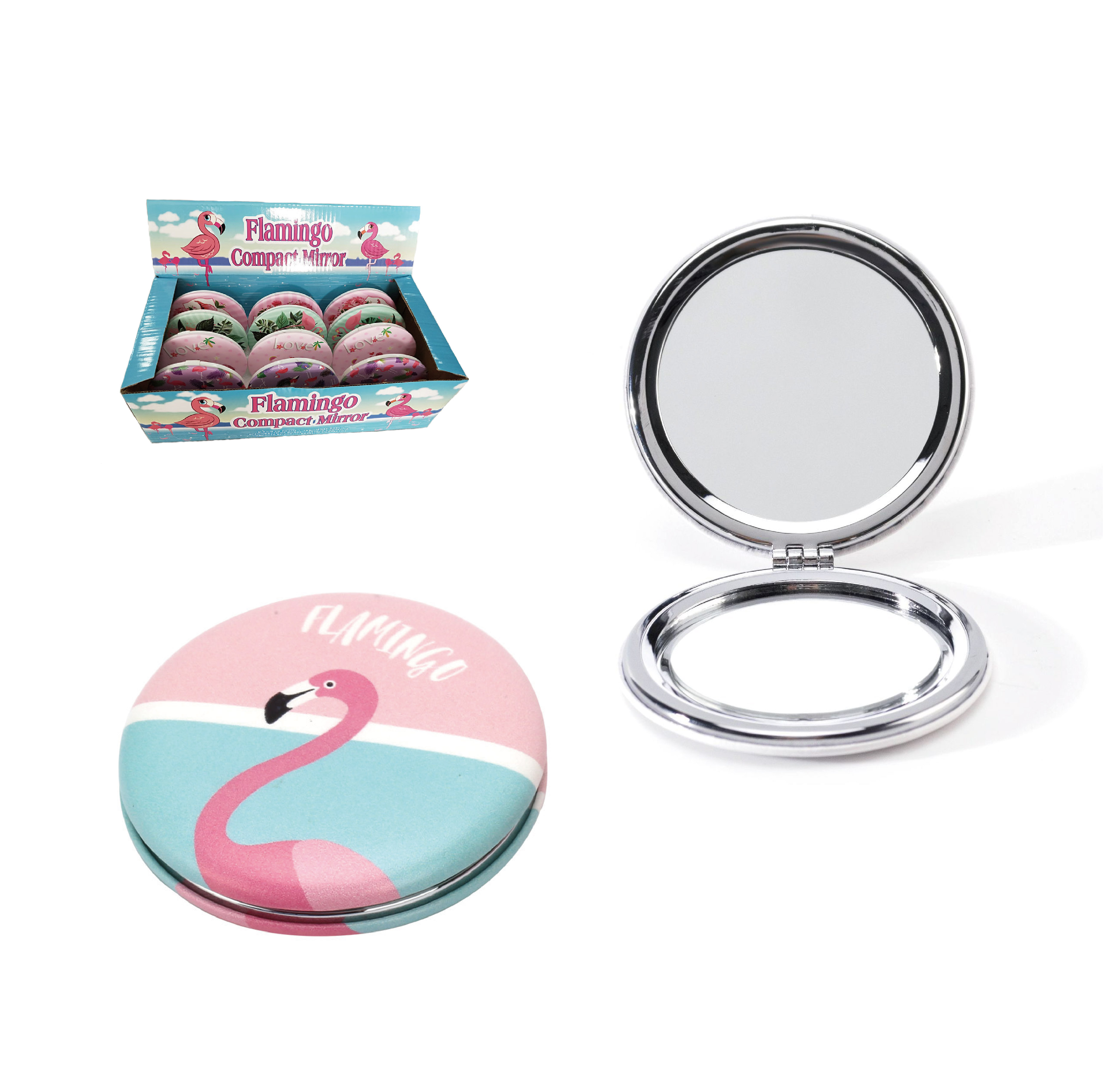 4 ASST FLANINGO COMPACT MIRROR IN 12PC DISPLAY BOX
