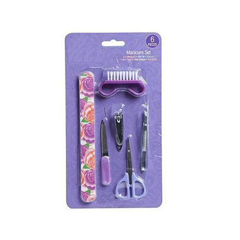 6PC MANICURE SET ON BLISTER CARD 3 ASSTD COLOURS
