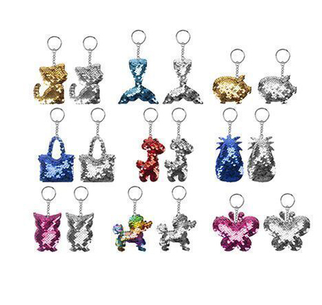 9ASST SEQUIN FASHION KEYCHAINS 36PCS IN DISPLAY BOX