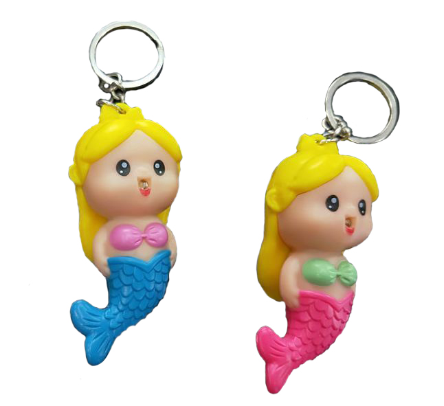 3AST B/OP LIGHT/SOUND 8X3.5CM MERMAID KEYCHAIN IN D/BOX