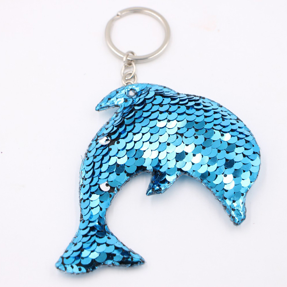 RAINBOW NARWHAL SEQUIN 9X8CM FASHION KEYCHAIN WITH HANGTAG