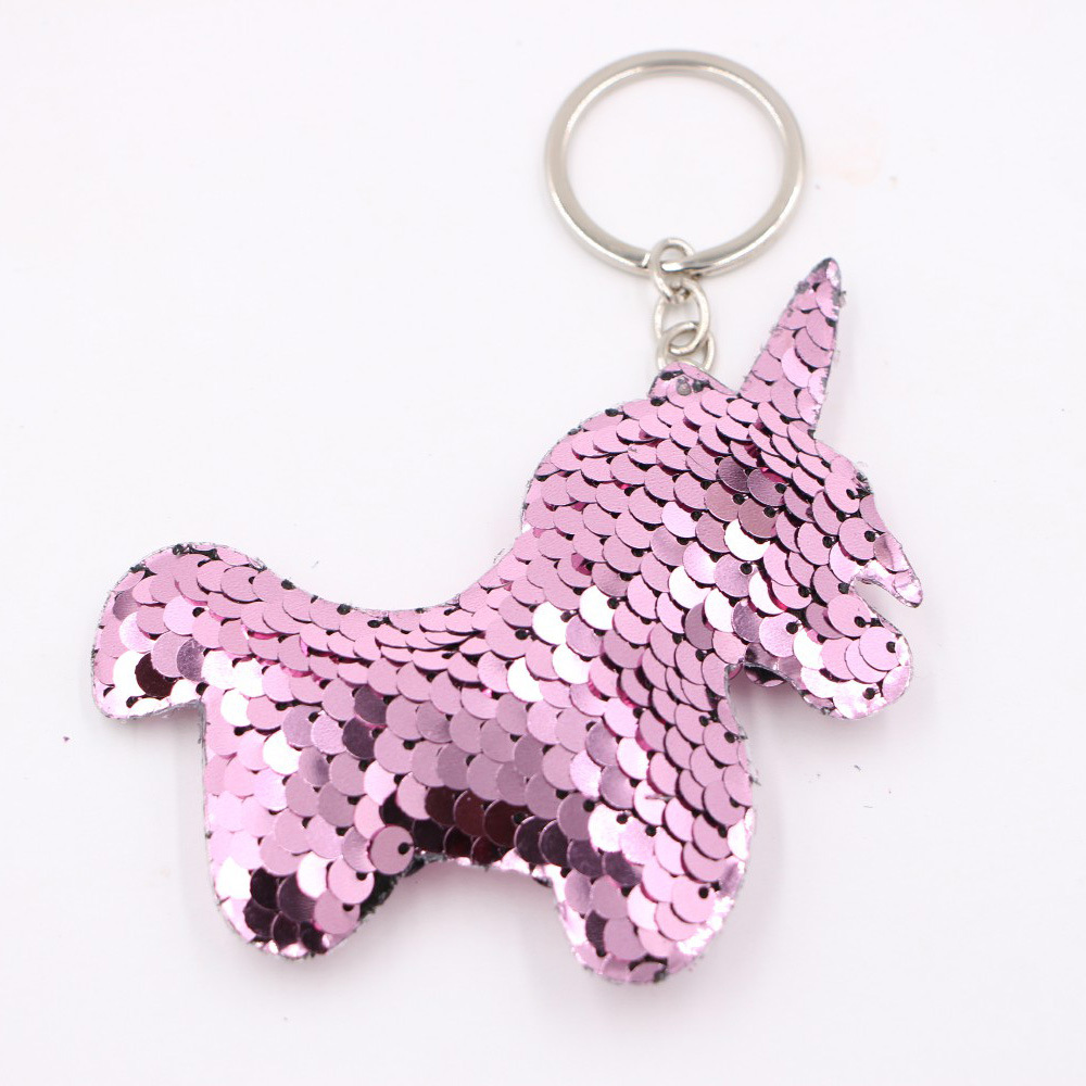 PINK UNICORN SEQUIN 8.5*8.5CM FASHION KEYCHAIN WITH HANGTAG