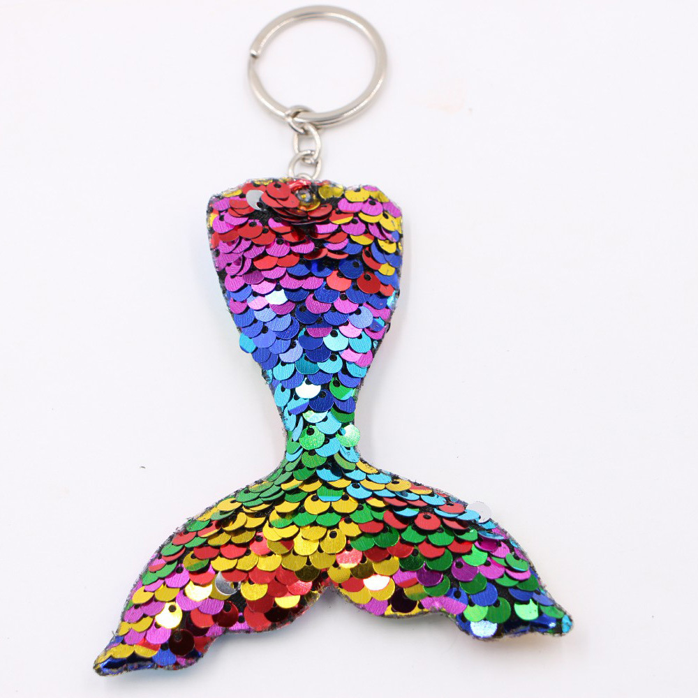 ICE BLUE MERMAID SEQUIN 10x10CM FASHION KEYCHAIN WITH HANGTAG