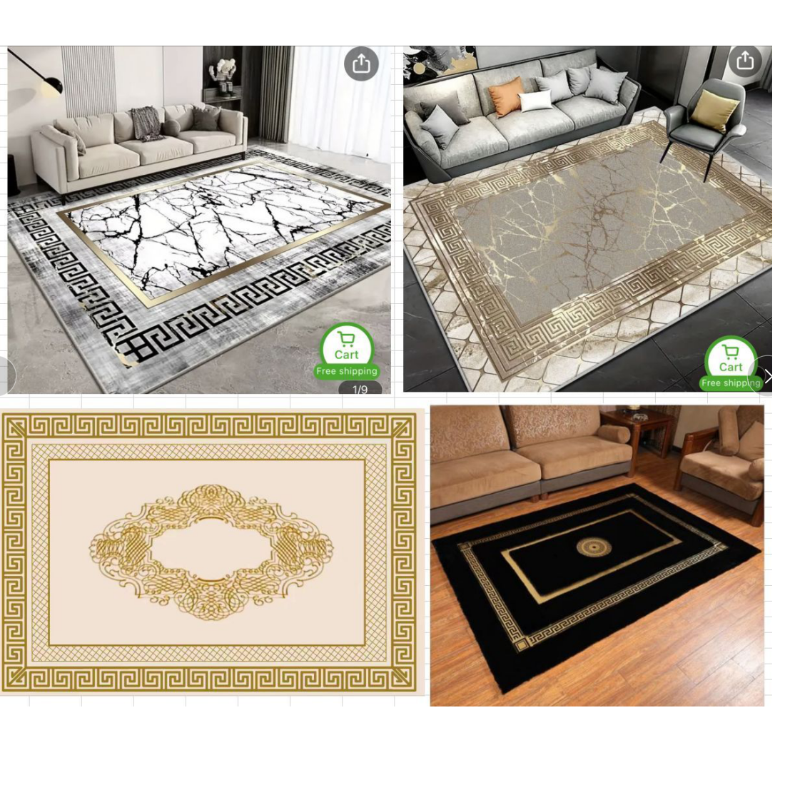 4ASSTED 1.6X2.3M RUG                 3 COLOUR each design black, grey & silver