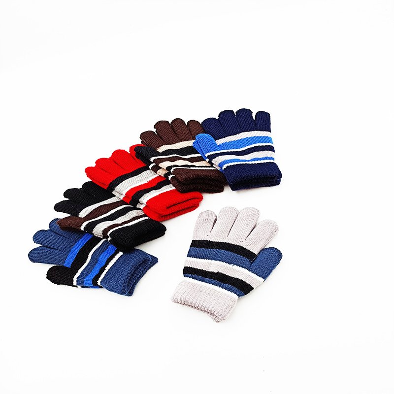 4ASST STRIPED BOYS GLOVES WITH HEADER CARD