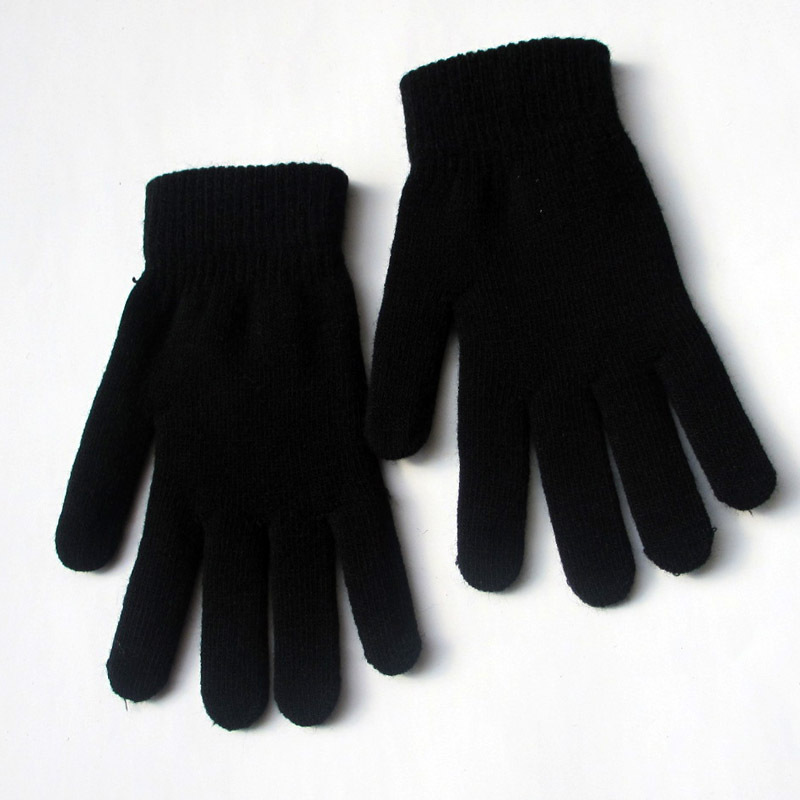 MENS PLAIN BLACK 21CM MAGIC GLOVES